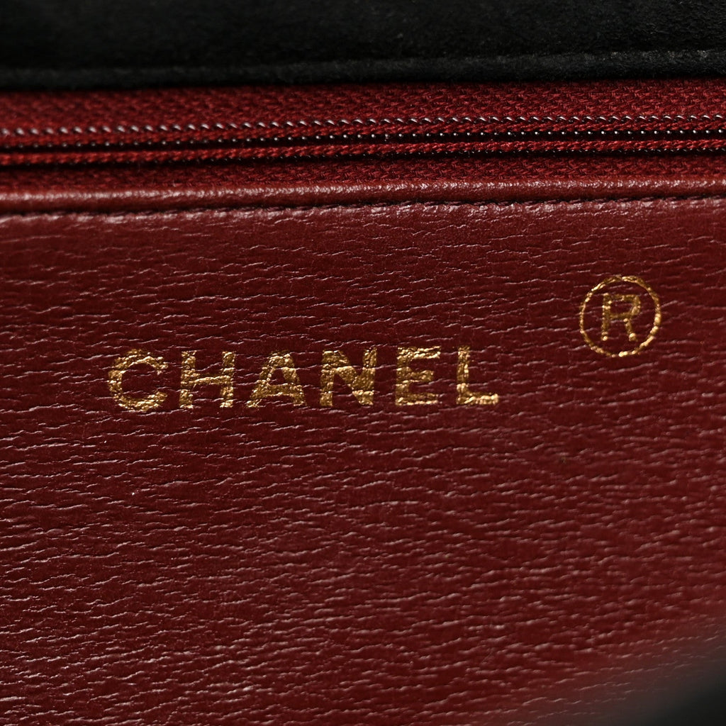 Suede Quilted Medium Single Flap Black