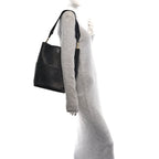 Soft Grained Calfskin Sangle Bucket Bag Black