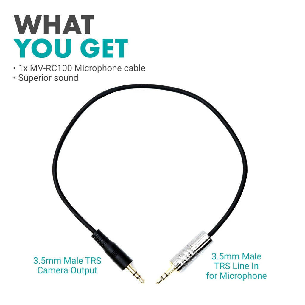 Movo MV-RC100 3.5mm Male Line-in to Male Microphone Attenuator Cable