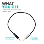 Movo MV-RC100 3.5mm Male Line-in to Male Microphone Attenuator Cable
