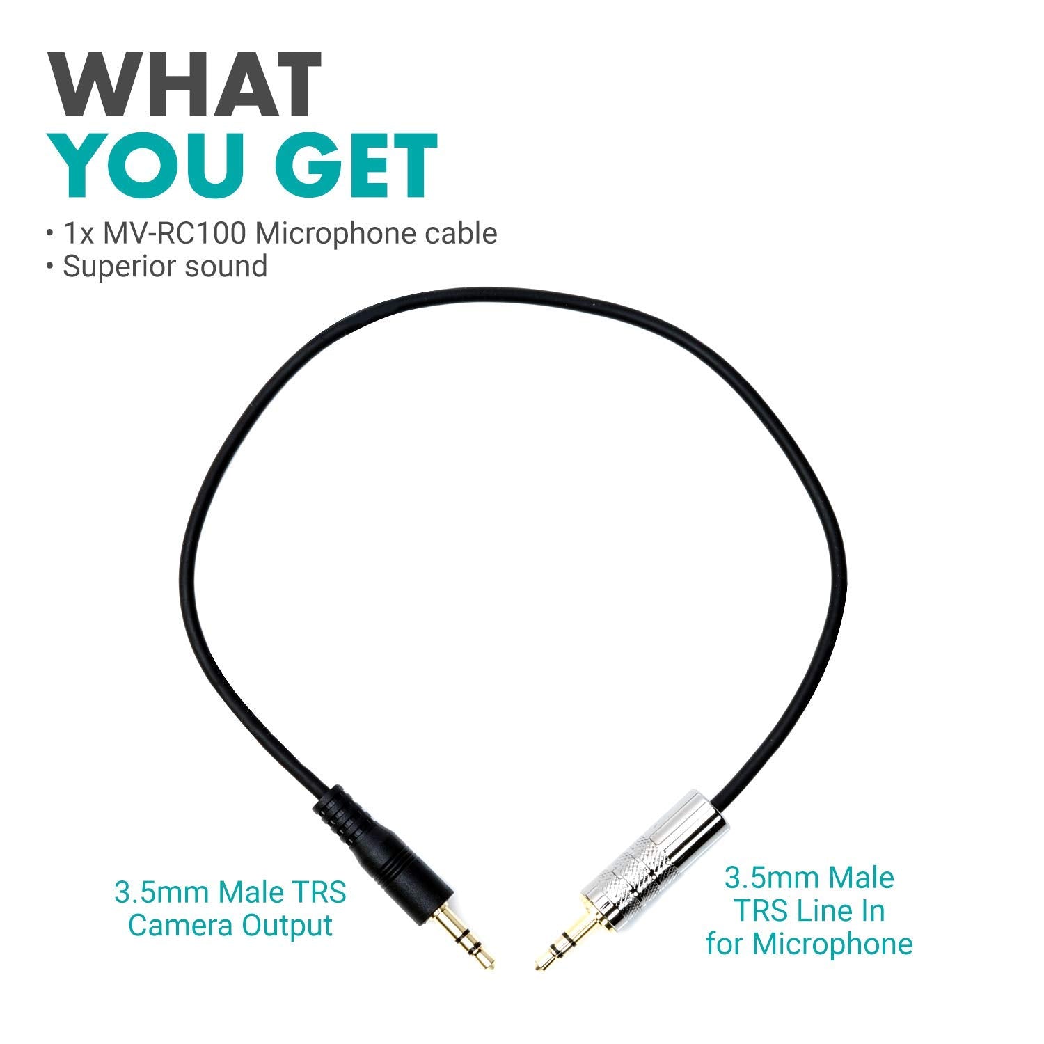Movo MV-RC100 3.5mm Male Line-in to Male Microphone Attenuator Cable