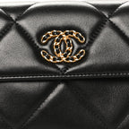 Lambskin Quilted Chanel 19 Flap Clutch Black