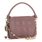 Lambskin Cannage Milly Mini Drawstring Bag Pink Peony