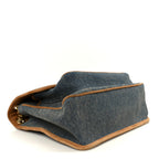 Denim Suede Monogram Medium Niki Chain Satchel Blue Cinnamon