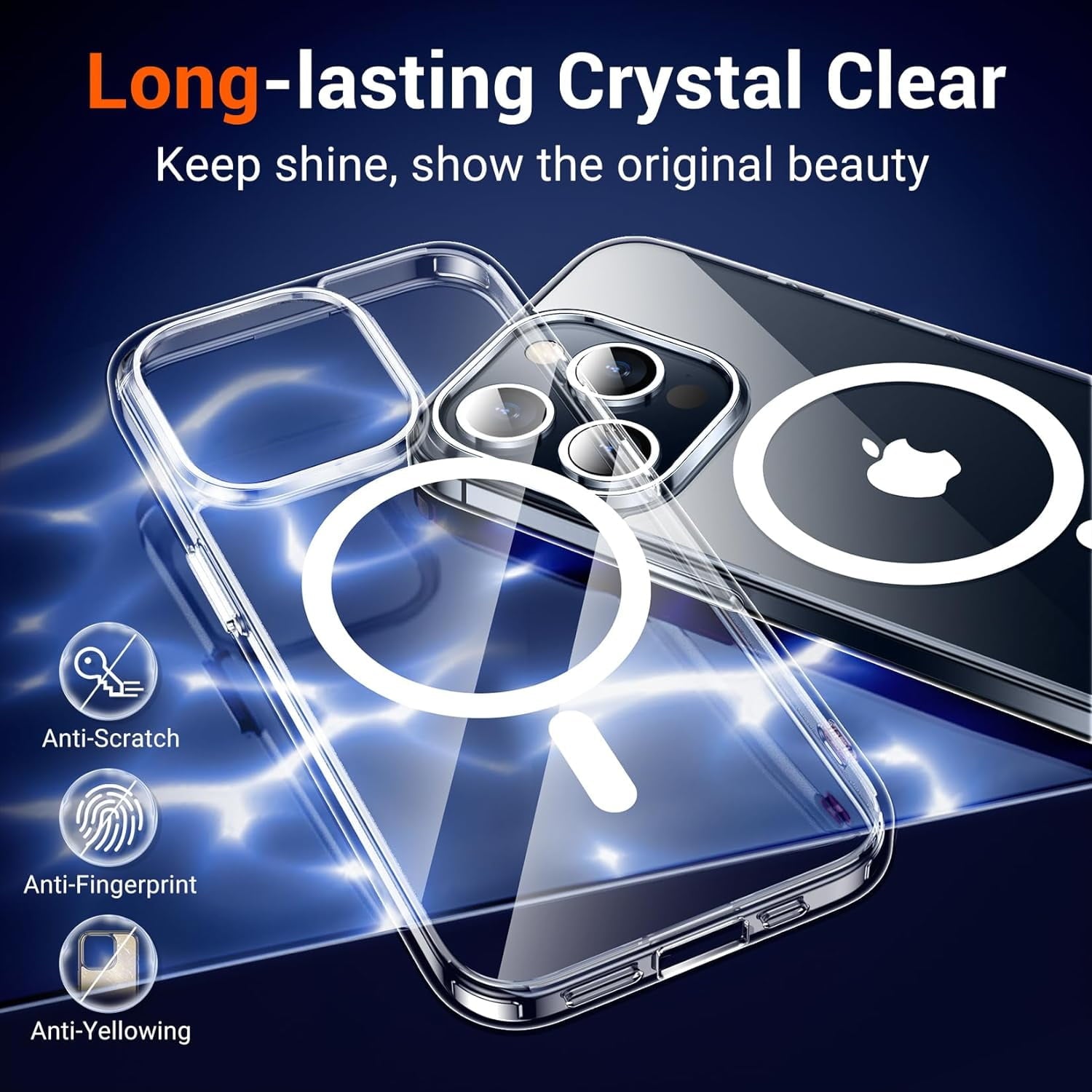Entronix Bundle Compatible with iPhone 16 Pro - [Magnetic] Clear Case, 2 Clear Screen Protectors & 1 Metallic Camera Lens Protector