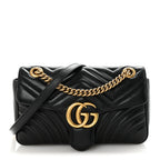 Calfskin Matelasse Small GG Marmont Shoulder Bag Black