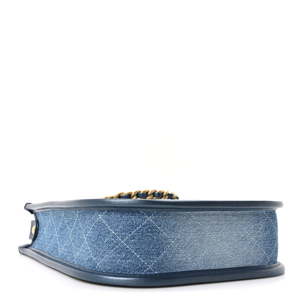 Washed Denim Quilted Small Hobo Blue