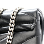 Calfskin Y Quilted Monogram Medium Loulou Chain Satchel Black