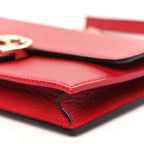 Dollar Calfskin Interlocking G Chain Wallet Red