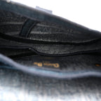 Oblique Embroidered Saddle Bag Denim Blue