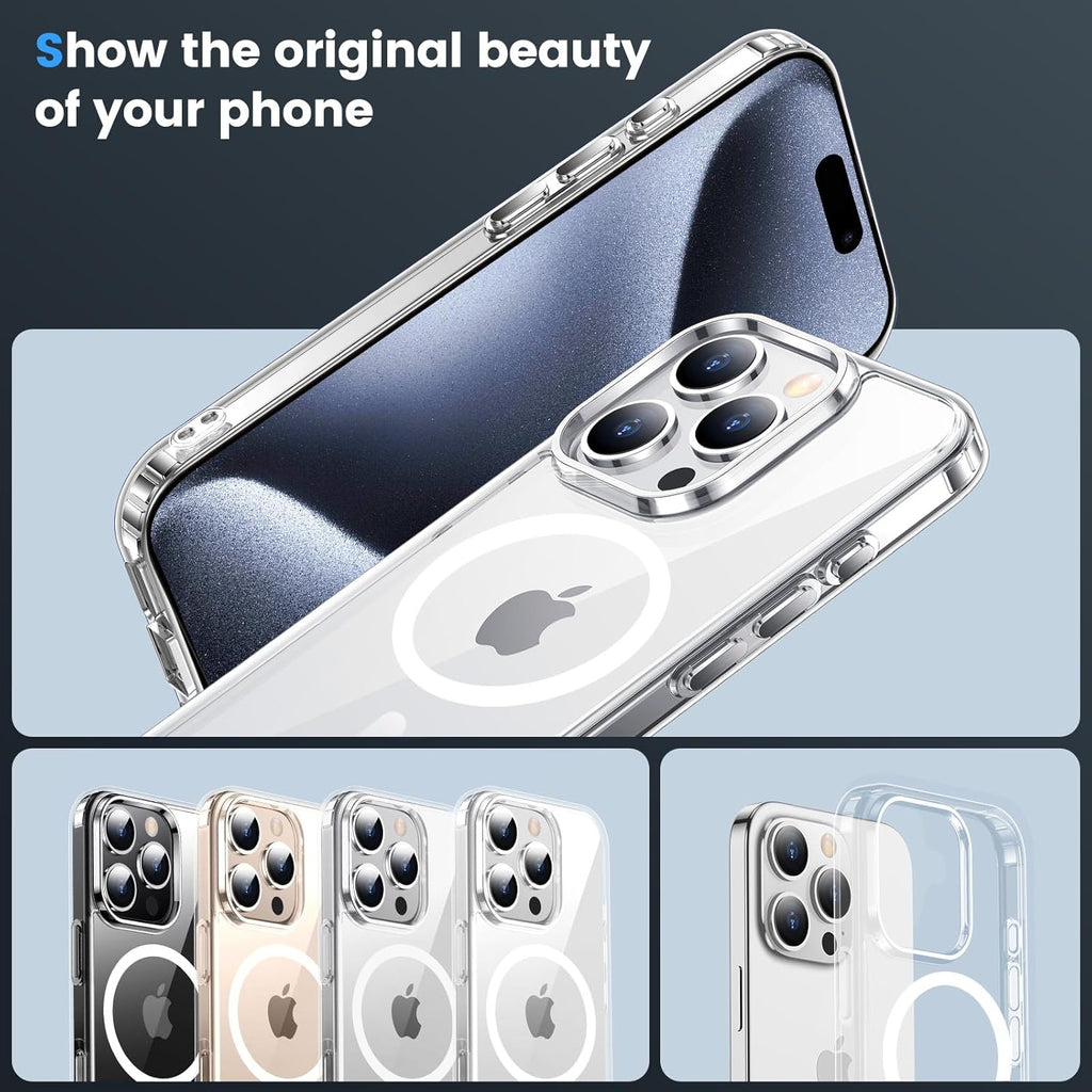 Entronix [Magnetic] Case Compatible with iPhone 15 Pro - [Hard Back] Thick Clear