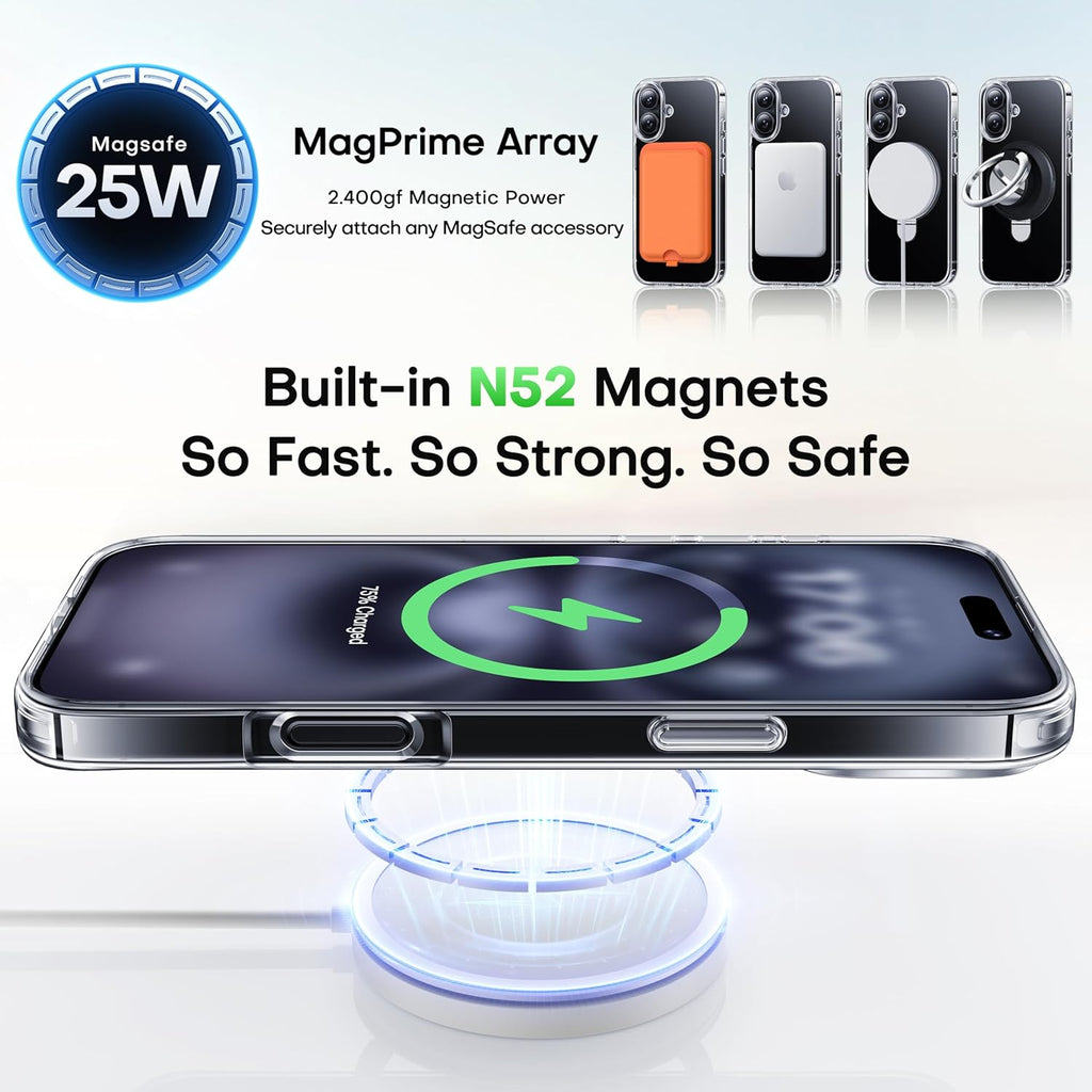 Entronix [Magnetic] Case Compatible with iPhone 16 Pro Max - [Hard Back] Thick Clear