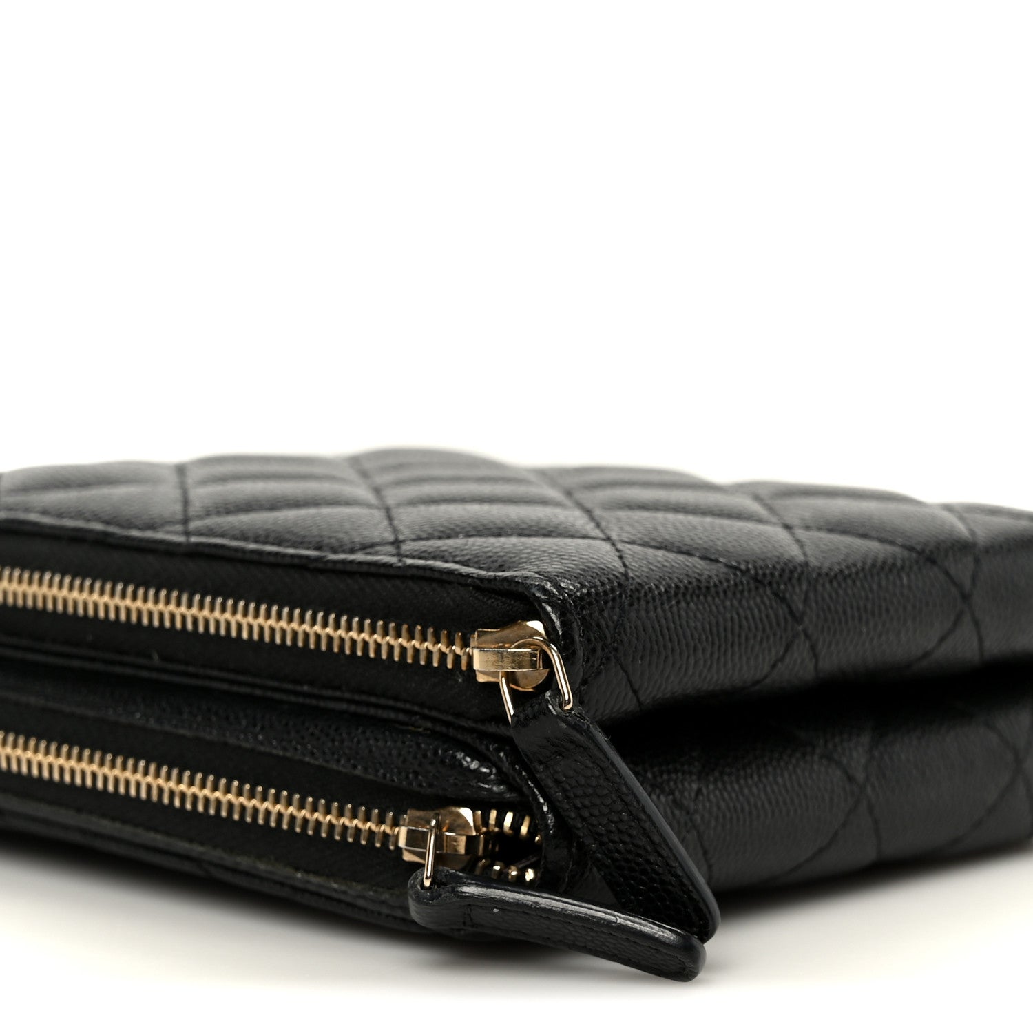 Caviar Quilted Phone Holder With Chain Black