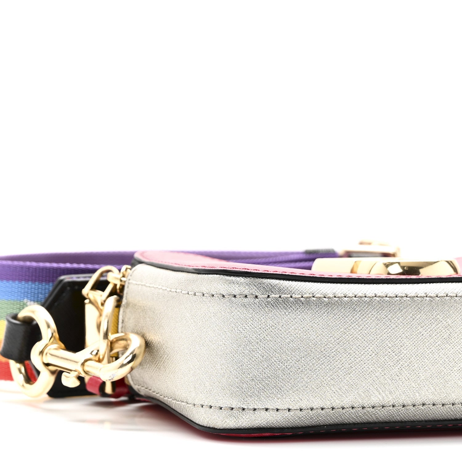 Saffiano Rainbow Strap Color Block Small Snapshot Camera Bag Pink Multicolor