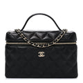 Caviar Quilted Top Handle Slim Vanity With Chain Black