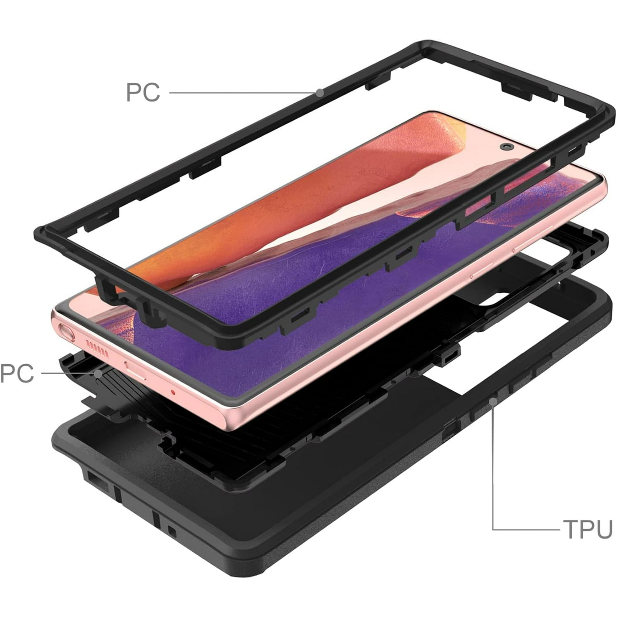 Entronix Bundle Compatible with Galaxy Note 10 Plus - Heavy Duty Case & 2 Clear Screen Protectors
