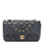 Lambskin Quilted Mini Rectangular Flap Black