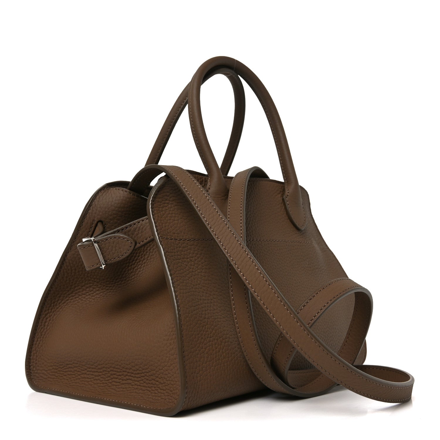 Grained Calfskin Soft Margaux 10 Bag Dark Taupe