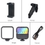 camera color fill light with bracket set outdoor mobile phone live shooting self portrait beauty light portable RGB pocket light mini