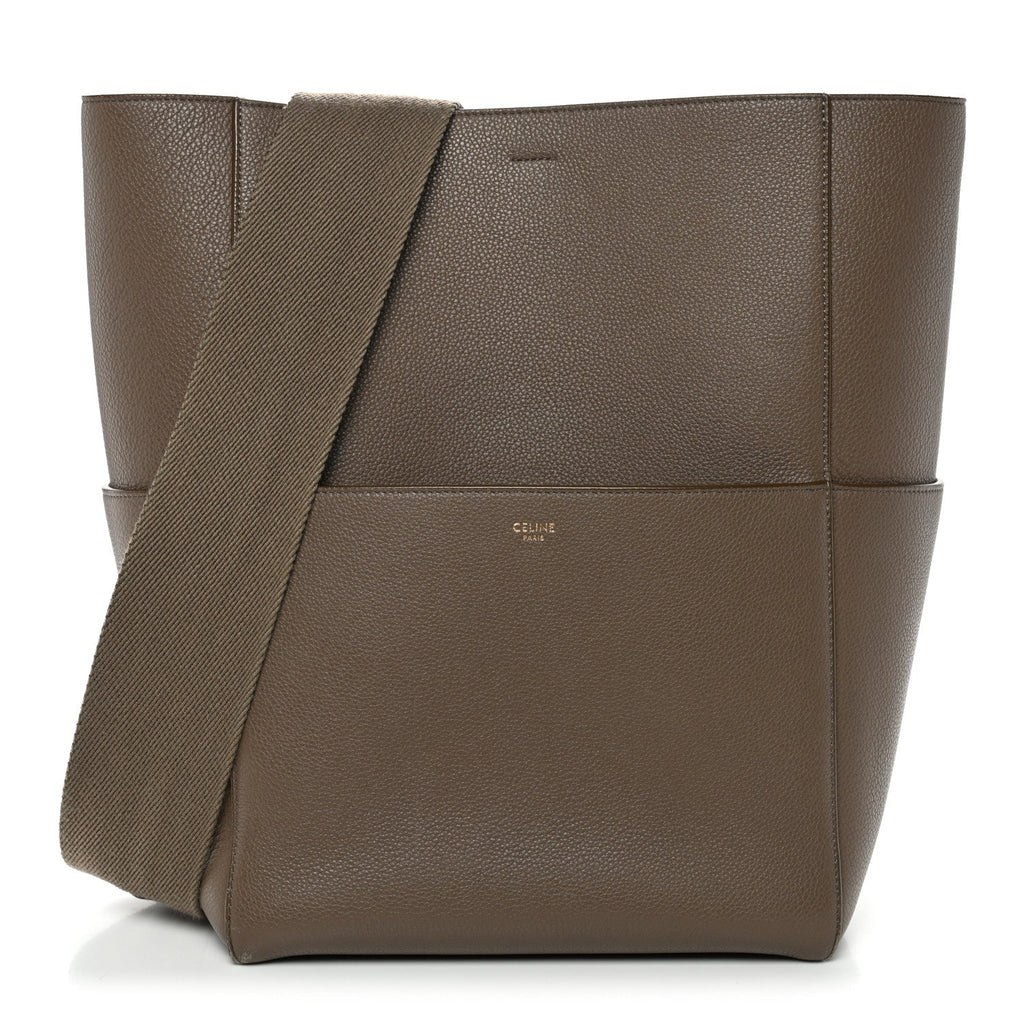Soft Grained Calfskin Sangle Bucket Bag Taupe
