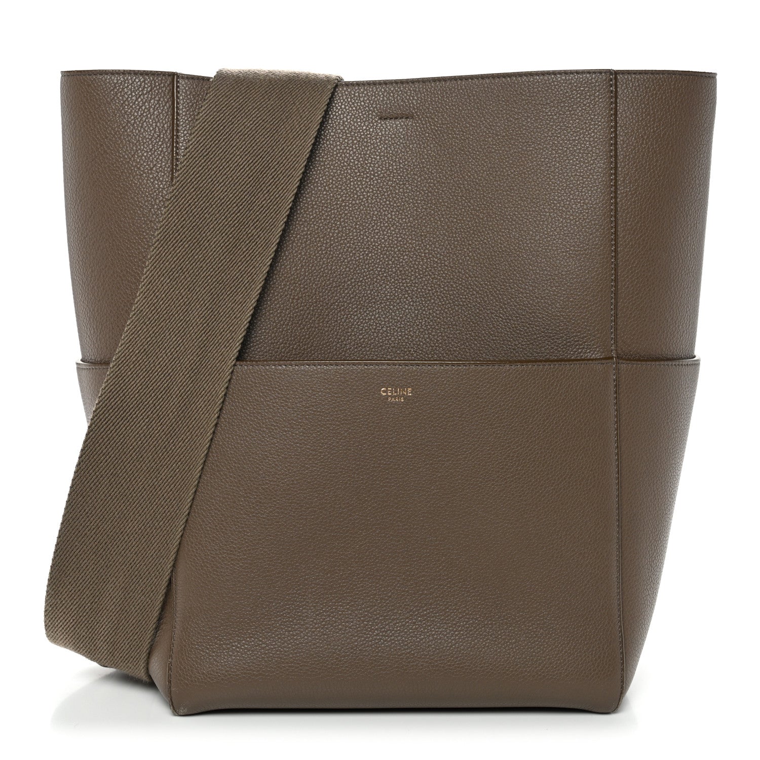 Soft Grained Calfskin Sangle Bucket Bag Taupe