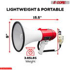 5 Core Megaphone 60W Bull Horn Professional PA Speaker w 1200 Yards Range Loud Siren Voice Amp -77SF