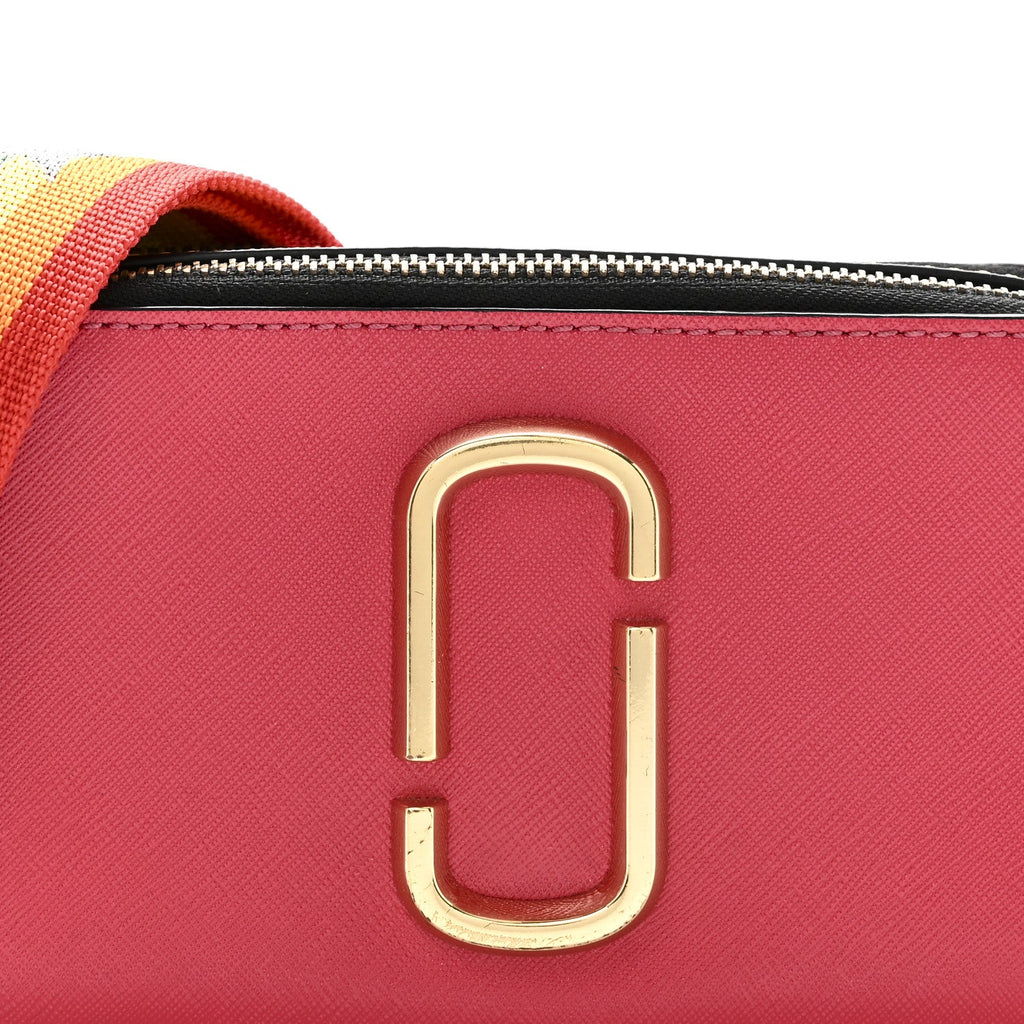 Saffiano Rainbow Strap Color Block Small Snapshot Camera Bag Pink Multicolor