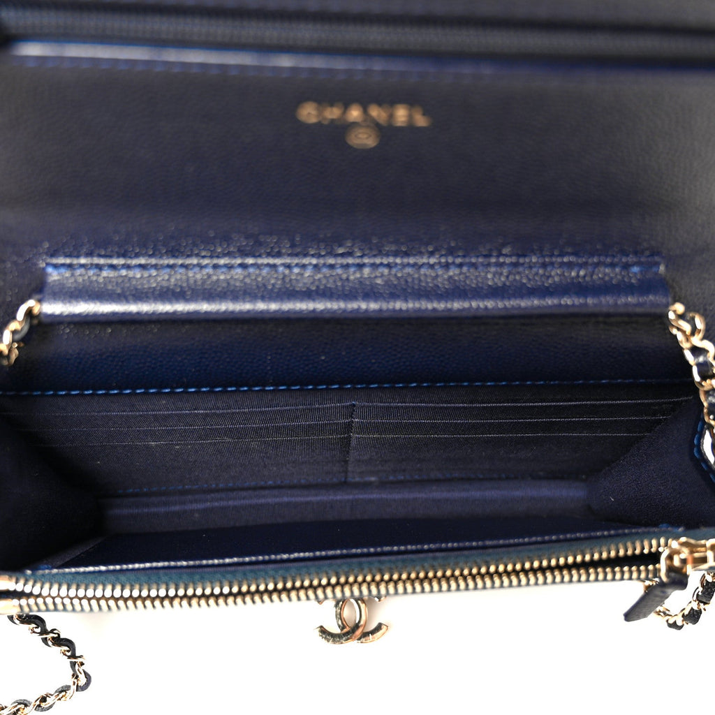 Caviar Quilted Golden Class Wallet On Chain WOC Navy