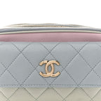 Goatskin Quilted Waist Bag Green Blue Pink
