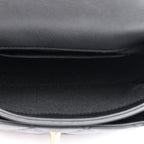 Calfskin Quilted Top Handle Flap Black