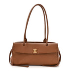 Grained Calfskin Stitched Urban Essentials Small Shopping Bag Camel