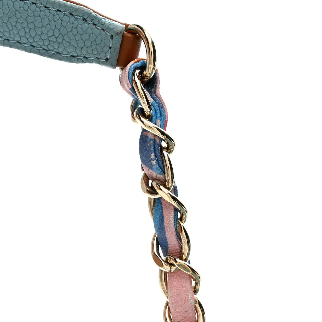 Grained Calfskin Quilted Small Cuba Top Handle Flap Blue