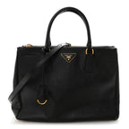 Saffiano Lux Large Galleria Double Zip Tote Black