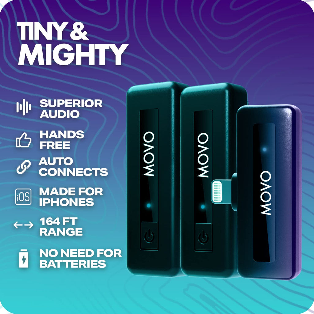 Movo Wireless Mini DI Duo Ultra Compact Wireless Lavalier Microphones for iPhone