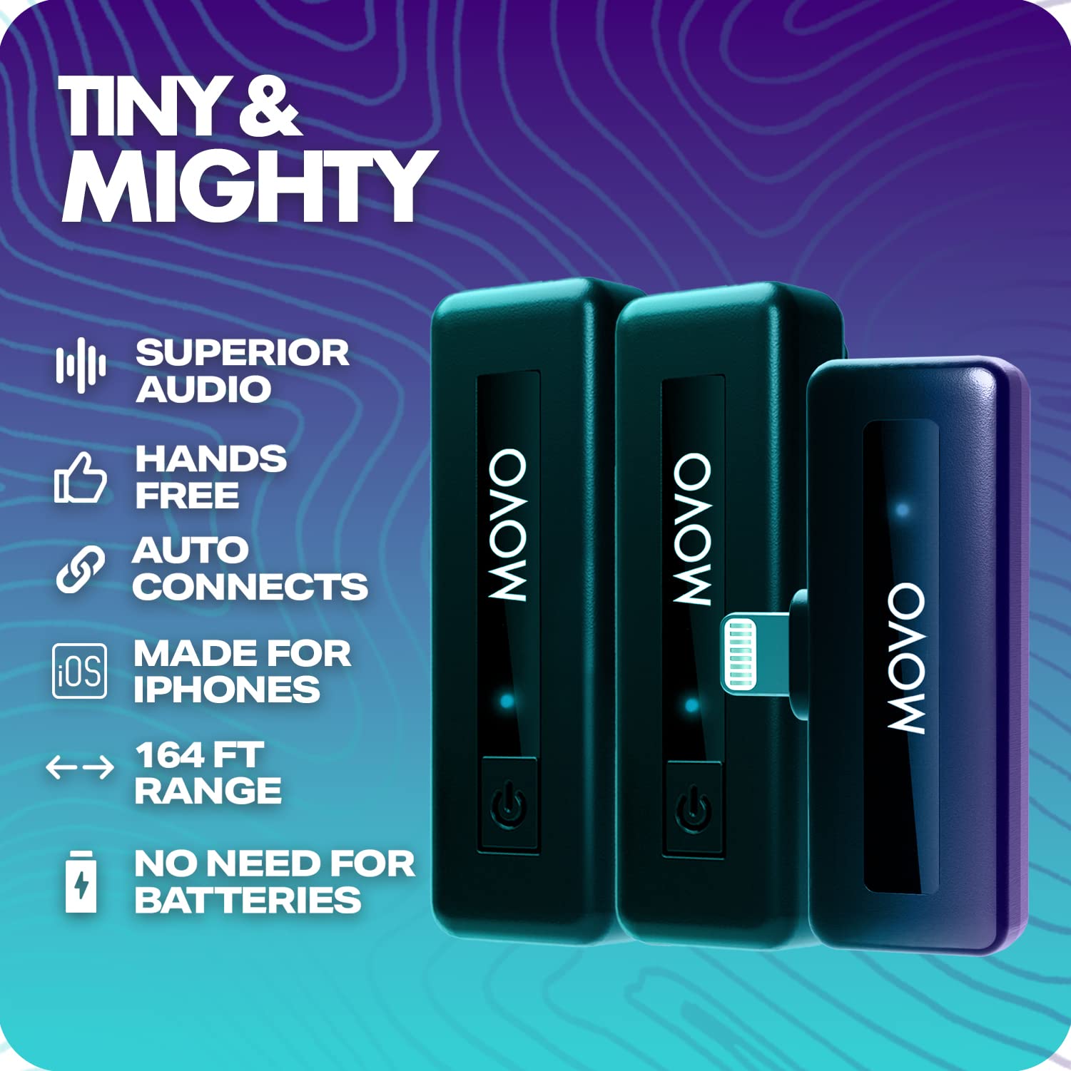 Movo Wireless Mini DI Duo Ultra Compact Wireless Lavalier Microphones for iPhone