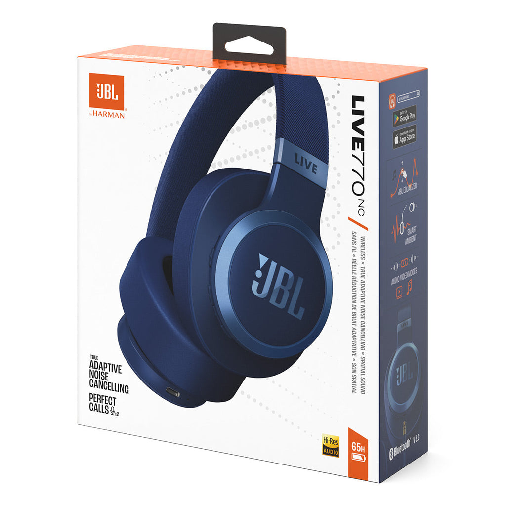 JBL Live 770NC Wireless Over-Ear Adaptive Noise Cancelling Headphones (Blue)