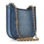 Washed Denim Quilted Small Hobo Blue