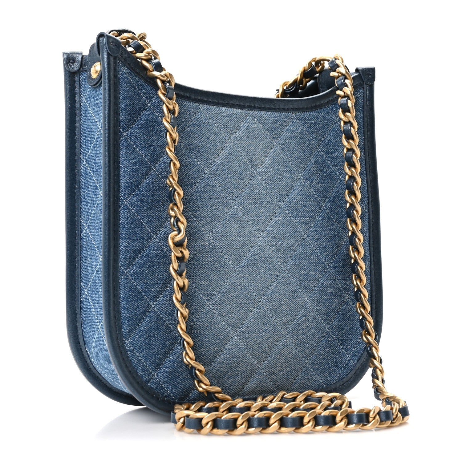Washed Denim Quilted Small Hobo Blue