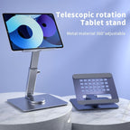 Tablet Stand Holder For Desk Dual Rod Support Aluminum Desktop Tablet Holder Adjustable Foldable Dock Multi-Angle Riser Compatible With Ipad Pro 12.9; 9.7; 10.5; Ipad Air Mini 4 3 2 Silver