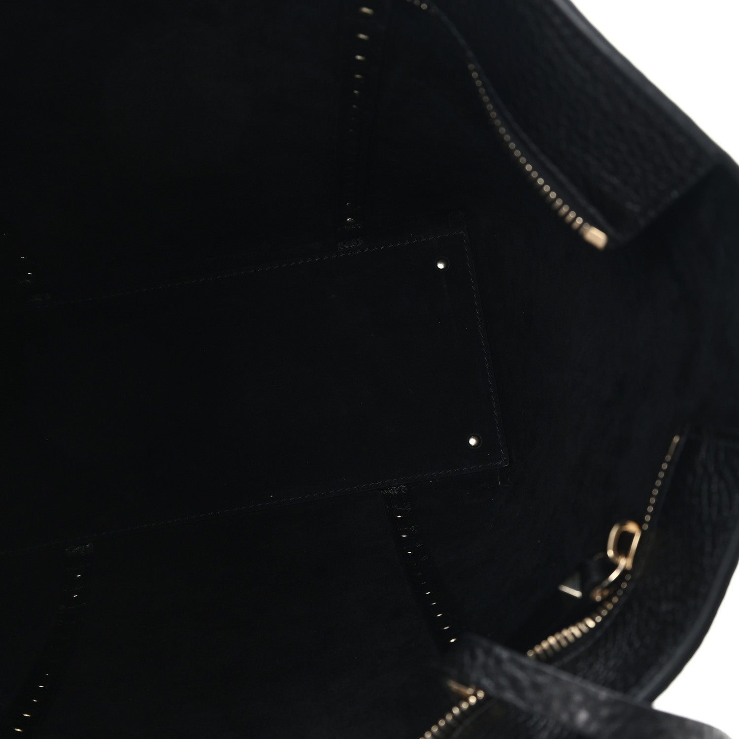 Grained Calfskin North South Rockstud Tote Black