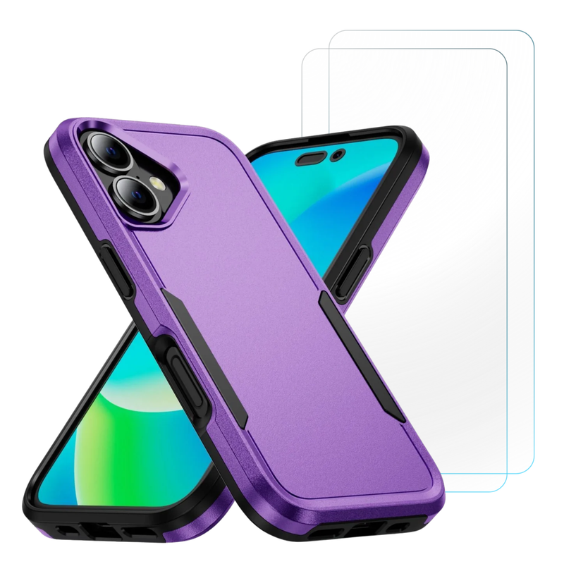 Entronix Bundle Compatible with iPhone 17 - Soft-Touch Dual-Layer Case & 2 Clear Screen Protector