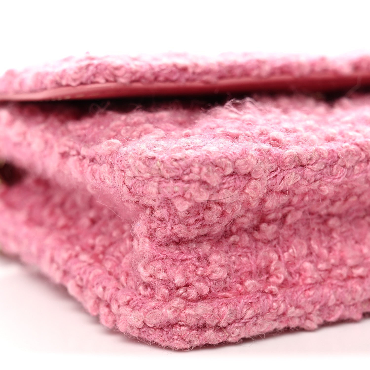 Tweed Quilted Flap Chain Waist Bag Pink