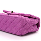 Tweed Quilted Mini Rectangular Flap Purple