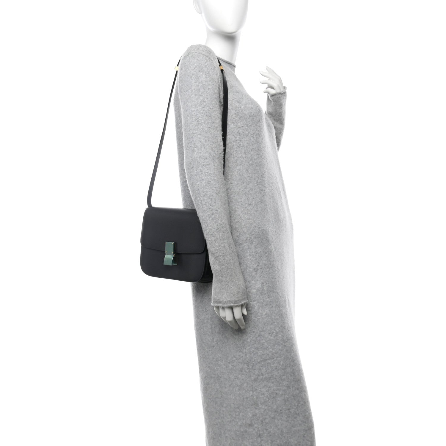 Liege Calfskin Medium Classic Box Flap Bag Anthracite