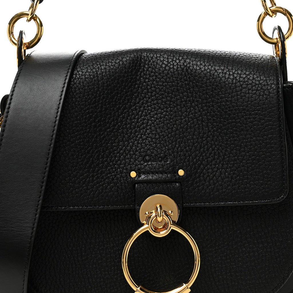 Grained Calfskin Large Tess Bag Black