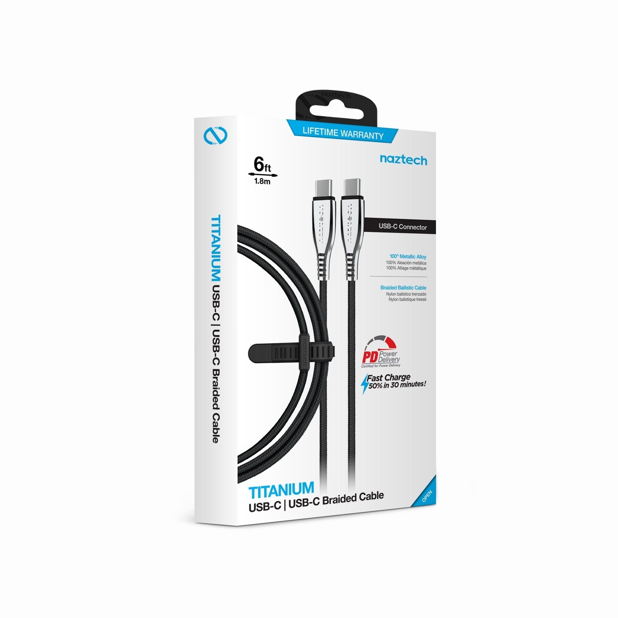 Titanium USB-C to USB-C Braided Cable 6ft