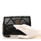 Lambskin Quilted Chanel 19 Flap Clutch Black