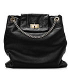 Calfskin Perforated Drill Tote Bag Black