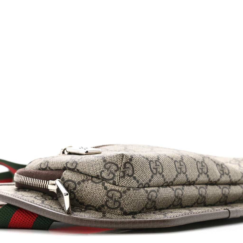 Soft GG Supreme Monogram Textured Dollar Calfskin Web Ophidia Pouch Pocket Belt Bag 85/34 Beige Ebony New Acero Black