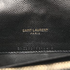 Grain De Poudre Matelasse Chevron Monogram Envelope Chain Wallet Black